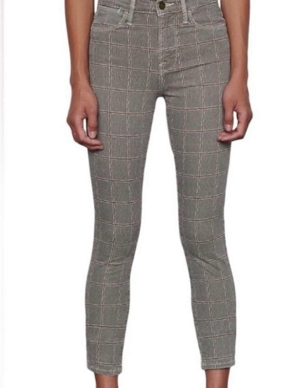 Frame LE HIGH SKINNY CROP Cotton Blend Gray Plaid Jeans Size 28 New with Tags
